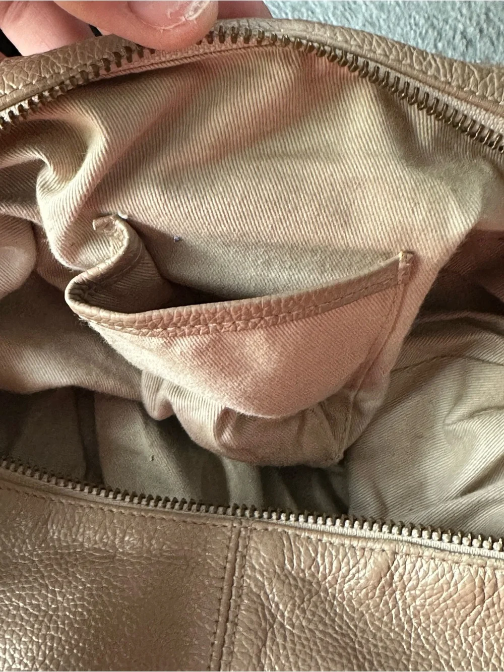 Express Nude Leather Pebbled Hobo Bag with Studded Strap